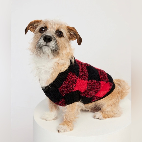 Buffalo Plaid Pet Sweater - Red Buffalo Check - Picture 1 of 5